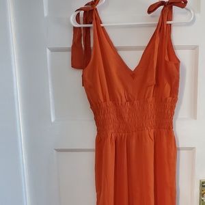 Shirred Waist tie shoulder jumpsuit